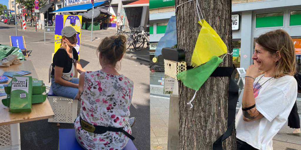 Gieß den Kiez und der Treebot beim Kiezlabor in Charlottenburg-Wilmersdorf.