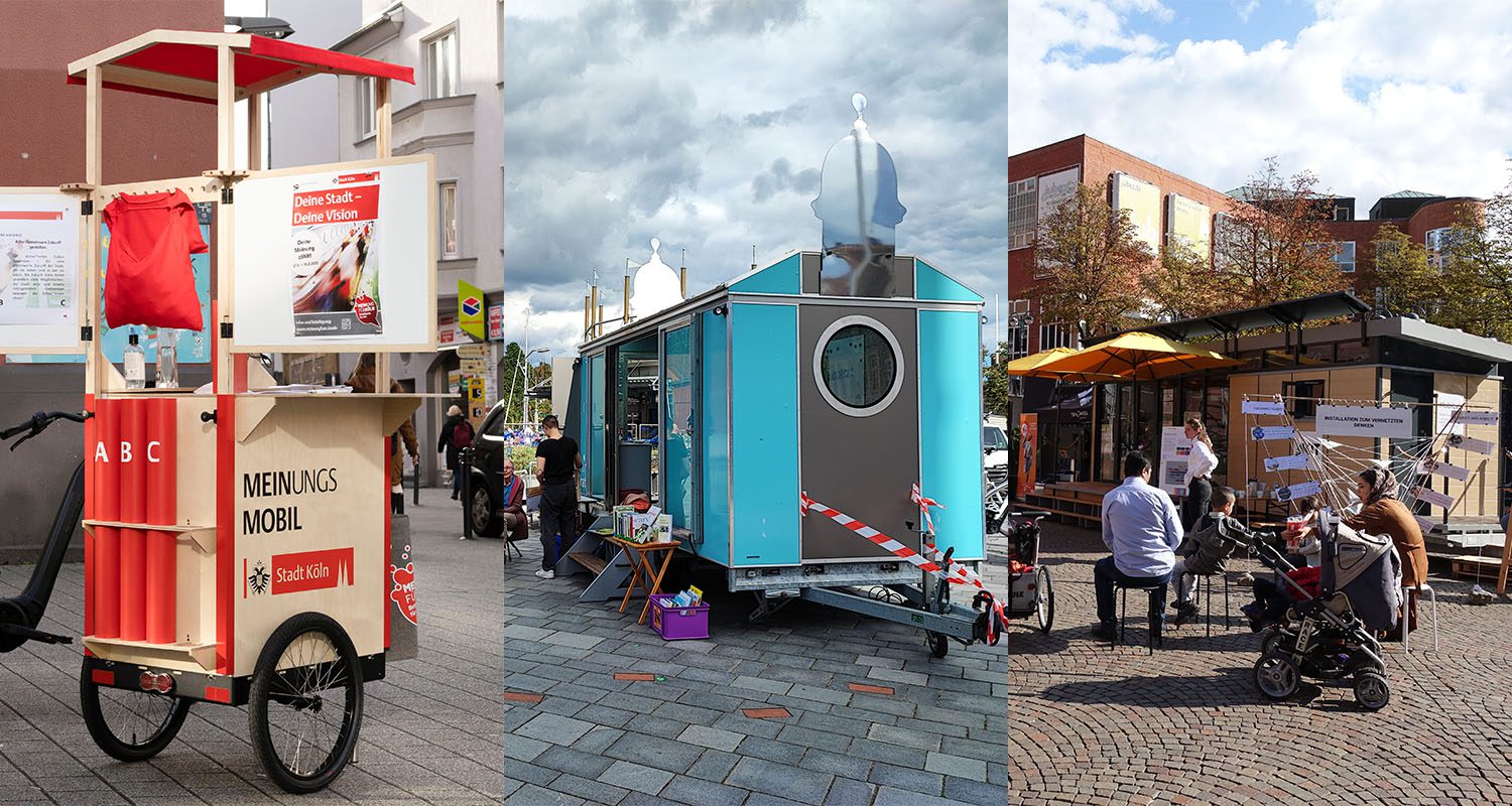Eine Collage von drei Stadtlaboren aus Köln, Kiel und Karlsruhe.